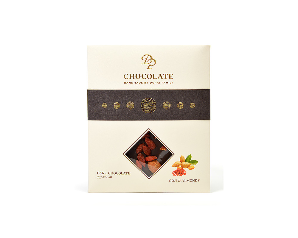 DP chocolate Tabuľková čokoláda Basic horká s goji a mandľami (70g)