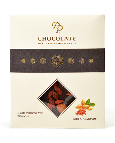 DP chocolate Tabuľková čokoláda Basic horká s goji a mandľami (70g)