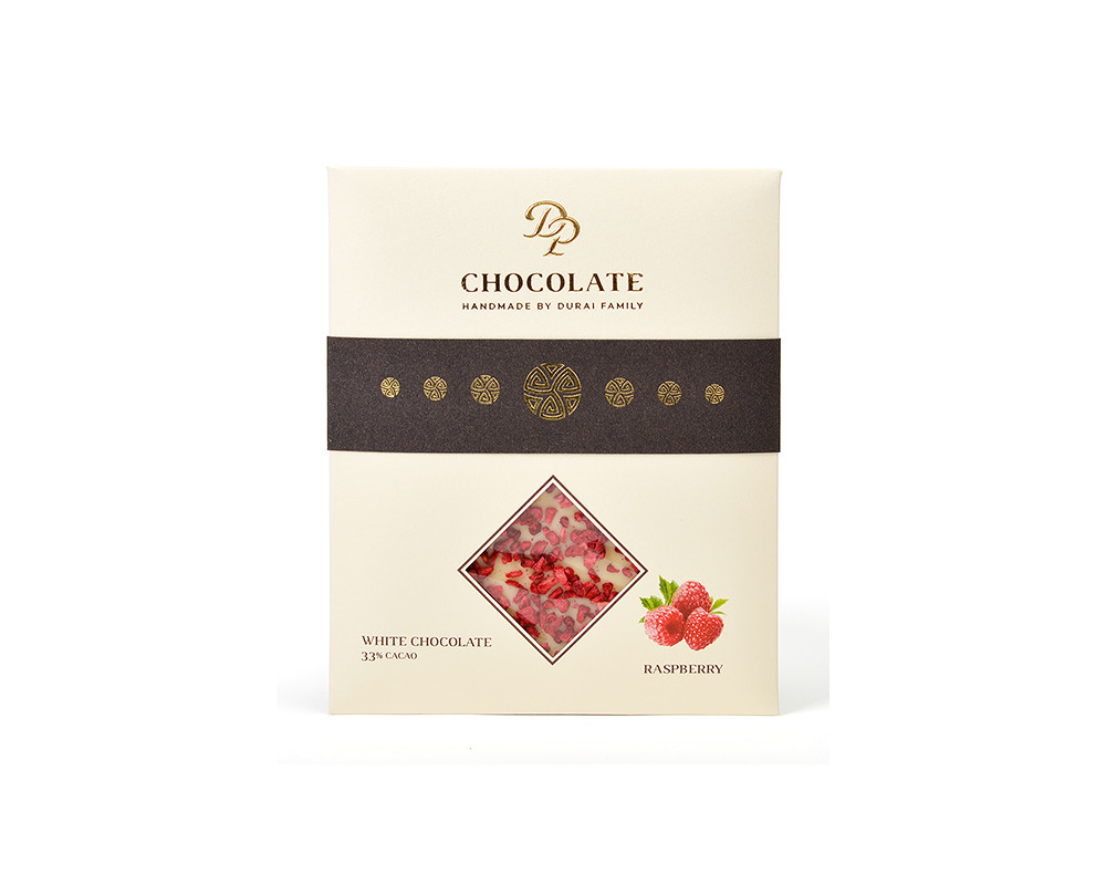 DP chocolate Tabuľková čokoláda Basic biela s malinami (70g)