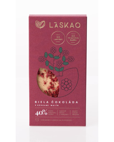 Biela čokoláda s kúskami malín