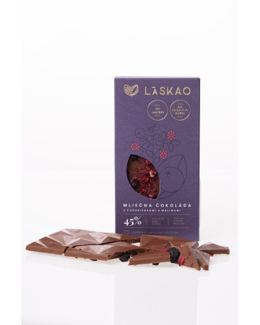 45 % Mliečna čokoláda s čučoriedkami a malinami