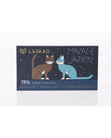 Mačacie jazýčky 75 % horká čokoláda