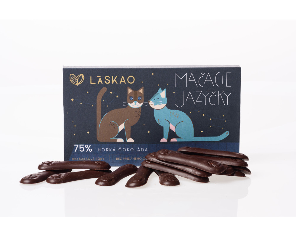 Mačacie jazýčky 75 % horká čokoláda